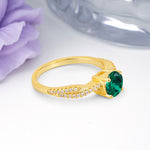 Luxurious Twisted Pavé Setting, 4-Prong Round Cut Emerald Engagement Ring - Additional view