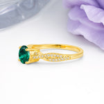 Luxurious Twisted Pavé Setting, 4-Prong Round Cut Emerald Engagement Ring - Additional view