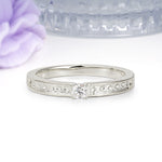 Dainty Single Round Cut 4 Prong Openwork Pave Side Band Moissanite Engagement Ring - Additional view