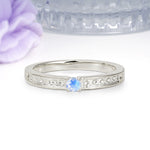 Dainty Single Round Cut 4 Prong Openwork Pave Side Band Moonstone Engagement Ring - Additional view