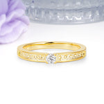 Dainty Single Round Cut 4 Prong Openwork Pave Side Band Moissanite Engagement Ring - Additional view