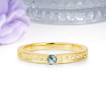 Dainty Single Round Cut 4 Prong Openwork Pave Side Band Moss Agate Engagement Ring - Additional view