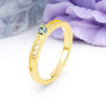 Dainty Single Round Cut 4 Prong Openwork Pave Side Band Moss Agate Engagement Ring - Additional view