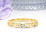Dainty Single Round Cut 4 Prong Openwork Pave Side Band Lab Diamond Engagement Ring - Additional view