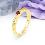 Dainty Single Round Cut 4 Prong Openwork Pave Side Band Garnet Engagement Ring - Additional view
