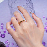 Dainty Single Round Cut 4 Prong Openwork Pave Side Band Garnet Engagement Ring - Additional view