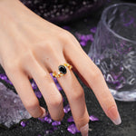 Nature Inspired Oval Cut Four Prong Leaf Vine Accent Black Onyx Engagement Ring - Additional view