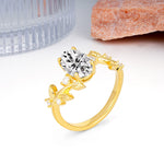 Nature Inspired Oval Cut Four Prong Leaf Vine Accent Lab Diamond Engagement Ring - Additional view