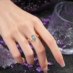 Nature Inspired Oval Cut Four Prong Leaf Vine Accent Aquamarine Engagement Ring - Additional view