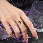 Nature Inspired Oval Cut Four Prong Leaf Vine Accent Alexandrite Engagement Ring - Additional view