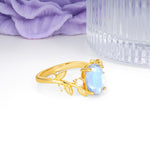 Nature Inspired Oval Cut Four Prong Leaf Vine Accent Moonstone Engagement Ring - Additional view