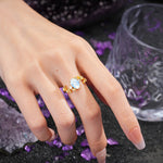 Nature Inspired Oval Cut Four Prong Leaf Vine Accent Moonstone Engagement Ring - Additional view
