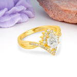Princess Crown Pear Cut Halo V Shaped Twisted Pave Shank Moissanite Engagement Ring - Additional view