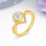 Princess Crown Pear Cut Halo V Shaped Twisted Pave Shank Moissanite Engagement Ring - Additional view