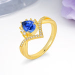 Princess Crown Pear Cut Halo V Shaped Twisted Pave Shank Sapphire Engagement Ring - Additional view