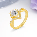 Princess Crown Pear Cut Halo V Shaped Twisted Pave Shank Lab Diamond Engagement Ring - Additional view
