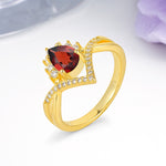 Princess Crown Pear Cut Halo V Shaped Twisted Pave Shank Garnet Engagement Ring - Additional view