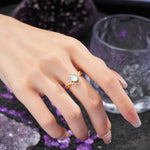 Princess Crown Pear Cut Halo V Shaped Twisted Pave Shank Moonstone Engagement Ring - Additional view