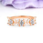 Unique and Luxurious 4 Prong Oval Cut Lab Diamond Three stones Wedding Ring - Additional view