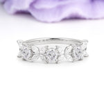 Unique and Luxurious 4 Prong Oval Cut Moissanite Three stones Wedding Ring - Additional view