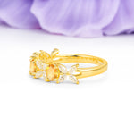 Unique and Luxurious 4 Prong Oval Cut Citrine Three stones Wedding Ring - Additional view