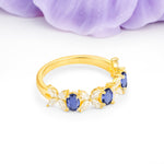Unique and Luxurious 4 Prong Oval Cut Tanzanite Three stones Wedding Ring - Additional view