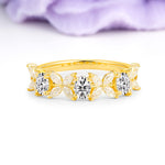 Unique and Luxurious 4 Prong Oval Cut Lab Diamond Three stones Wedding Ring - Additional view