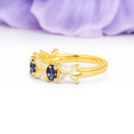 Unique and Luxurious 4 Prong Oval Cut Alexandrite Three stones Wedding Ring - Additional view