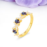 Unique and Luxurious 4 Prong Oval Cut Alexandrite Three stones Wedding Ring - Additional view