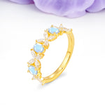 Unique and Luxurious 4 Prong Oval Cut Moonstone Three stones Wedding Ring - Additional view