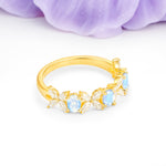 Unique and Luxurious 4 Prong Oval Cut Moonstone Three stones Wedding Ring - Additional view