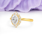 Dainty Plain Polished Band Ball Prong Oval Cut Halo Stackable Moissanite Engagement Ring - Additional view