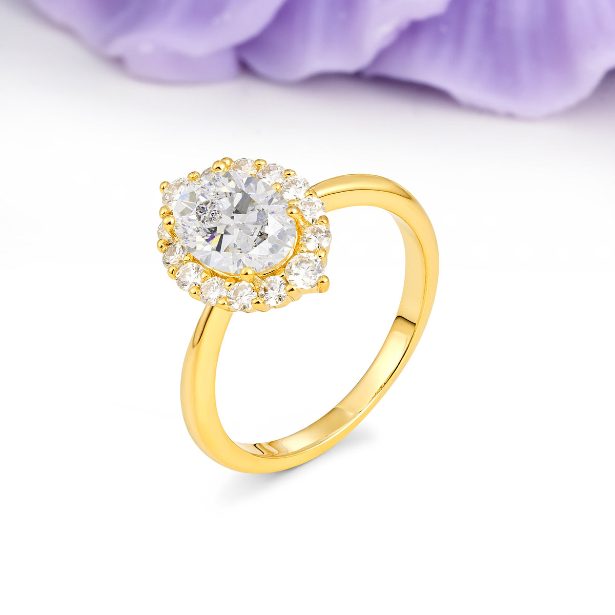 Dainty Plain Polished Band Ball Prong Oval Cut Halo Stackable Moissanite Engagement Ring - Additional view