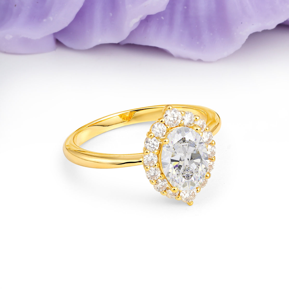 Dainty Plain Polished Band Ball Prong Oval Cut Halo Stackable Moissanite Engagement Ring - Additional view