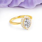 Dainty Plain Polished Band Ball Prong Oval Cut Halo Stackable Lab Diamond Engagement Ring - Additional view