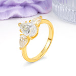Classic, Luxurious 5-Prong Pear Cut Moissanite Three-Stone Wedding Ring - Additional view