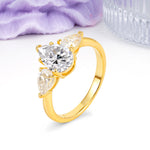 Classic, Luxurious 5-Prong Pear Cut Lab Diamond Three-Stone Wedding Ring - Additional view