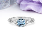 Nature-Inspired Luxury: Openwork 4-Prong Round Cut Aquamarine Engagement Ring - Additional view