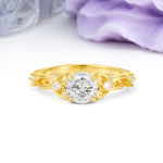 Nature-Inspired Luxury: Openwork 4-Prong Round Cut Moissanite Engagement Ring - Additional view