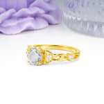 Nature-Inspired Luxury: Openwork 4-Prong Round Cut Moissanite Engagement Ring - Additional view