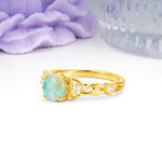 Nature-Inspired Luxury: Openwork 4-Prong Round Cut Fire Opal Engagement Ring - Additional view
