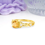 Nature-Inspired Luxury: Openwork 4-Prong Round Cut Citrine Engagement Ring - Additional view