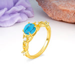 Nature-Inspired Luxury: Openwork 4-Prong Round Cut Turquoise Engagement Ring - Additional view