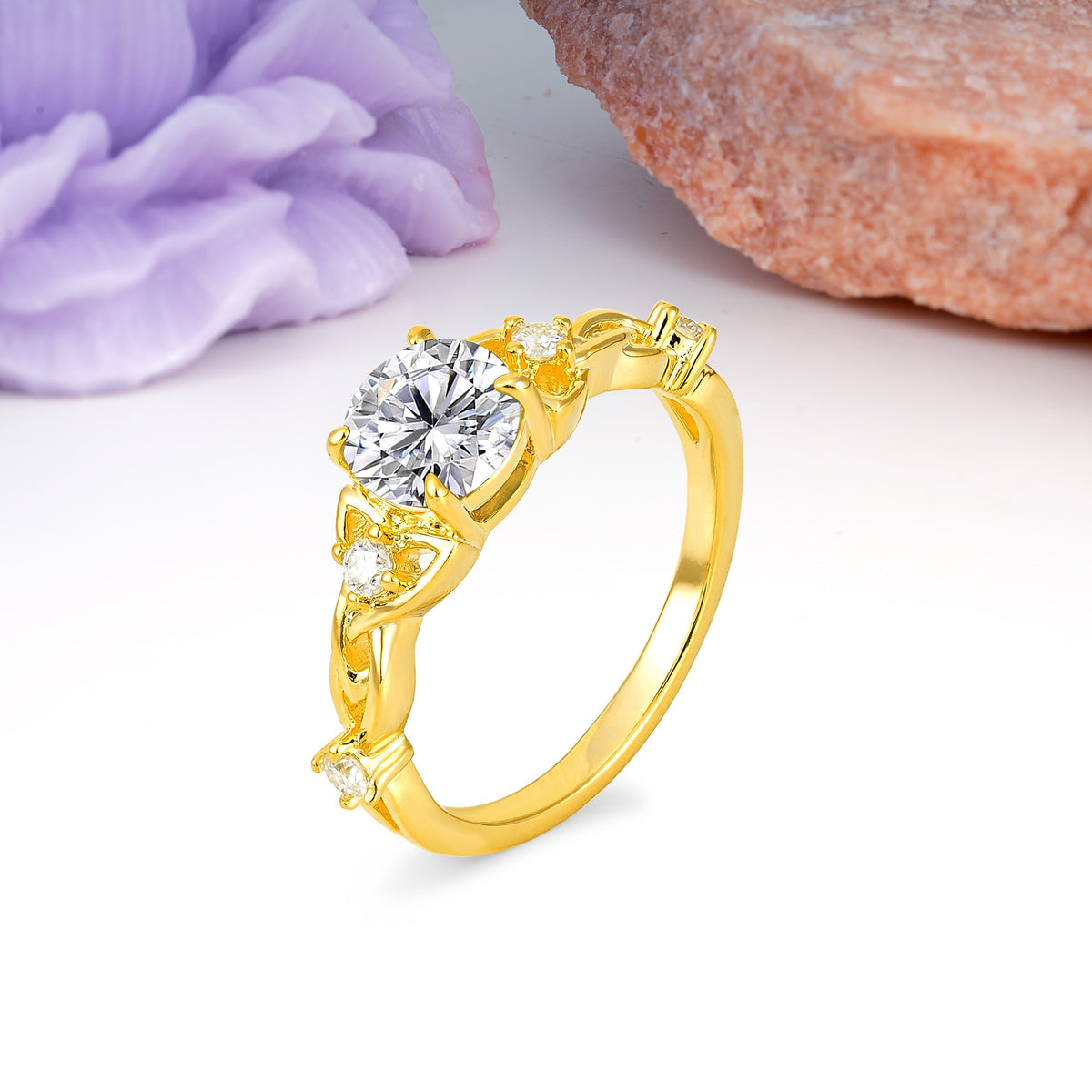 Nature-Inspired Luxury: Openwork 4-Prong Round Cut Lab Diamond Engagement Ring - Additional view