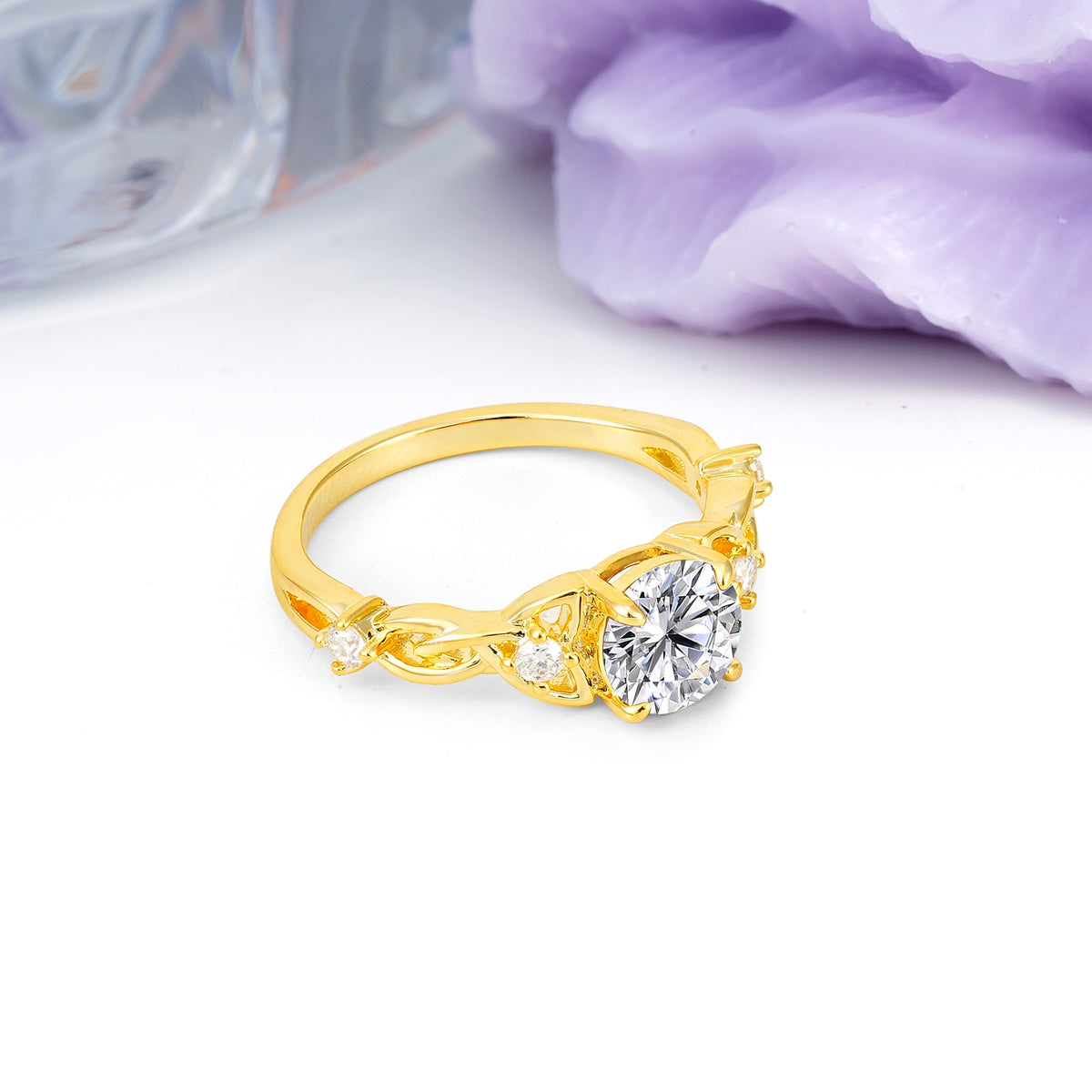 Nature-Inspired Luxury: Openwork 4-Prong Round Cut Lab Diamond Engagement Ring - Additional view