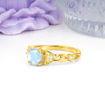 Nature-Inspired Luxury: Openwork 4-Prong Round Cut Moonstone Engagement Ring - Additional view