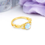 Nature-Inspired Luxury: Openwork 4-Prong Round Cut Moonstone Engagement Ring - Additional view