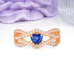 Unique Pavé Setting Surrounding a 3-Prong, Heart-Cut Sapphire Engagement Ring - Additional view