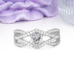 Unique Pavé Setting Surrounding a 3-Prong, Heart-Cut Lab Diamond Engagement Ring - Additional view