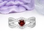 Unique Pavé Setting Surrounding a 3-Prong, Heart-Cut Garnet Engagement Ring - Additional view
